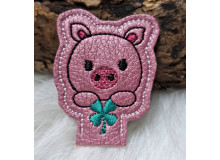 Stickdatei - ITH Stifteaufsatz Schwein Klee